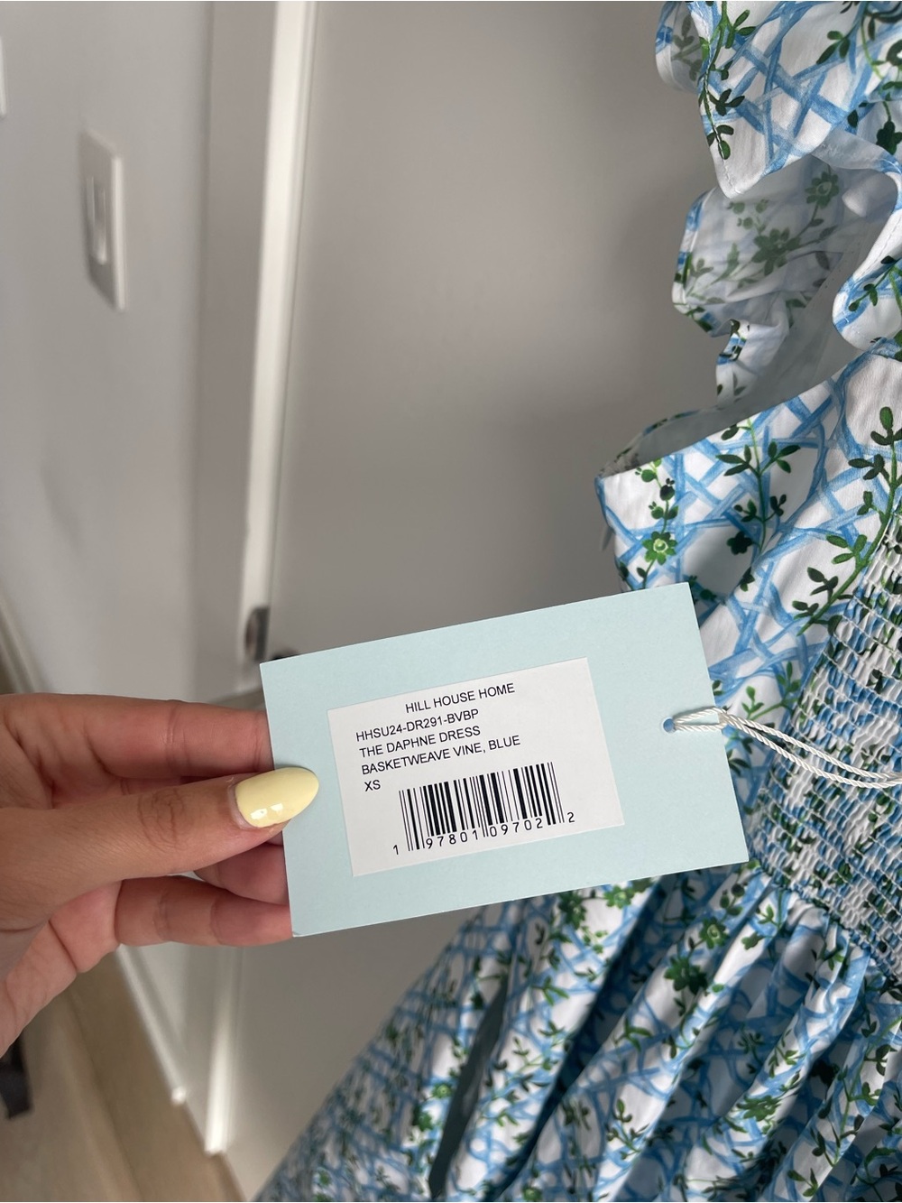 Hill House The Daphne Blue Floral Ruffle Sleeve Midi Dress - Picture 5 of 6